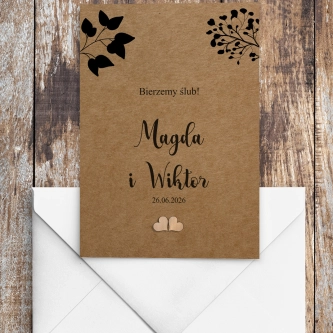Zaproszenie Boho drukowane na papierze ekologicznym z&nbsp;białą kopertą