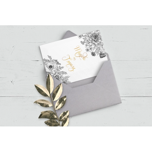 Kwieciste zaproszenie Adore z kopertą w kolorze szarym