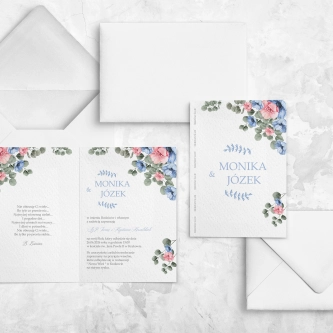 Składane Zaproszenia ślubne Name z&nbsp;personalizacją i&nbsp;białą kopertą krzyżową