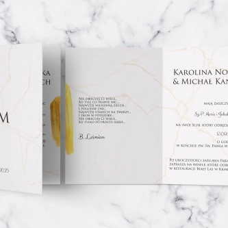 Zaproszenia ślubne Marble - Składane motyw 1