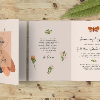 Zaproszenia ślubne Butterflies - Składane motyw 2