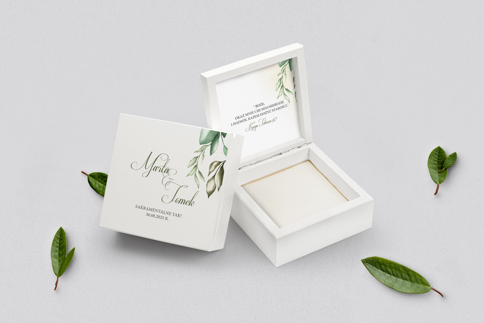 Pudełko na obrączki białe - About you Motyw 1