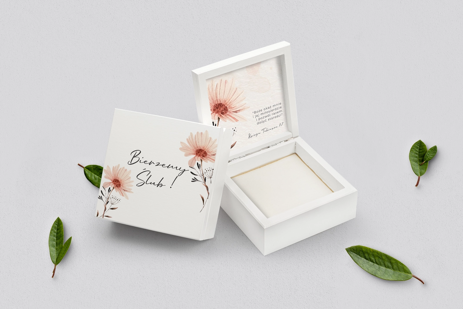 Pudełko na obrączki białe - Natalie Motyw 1