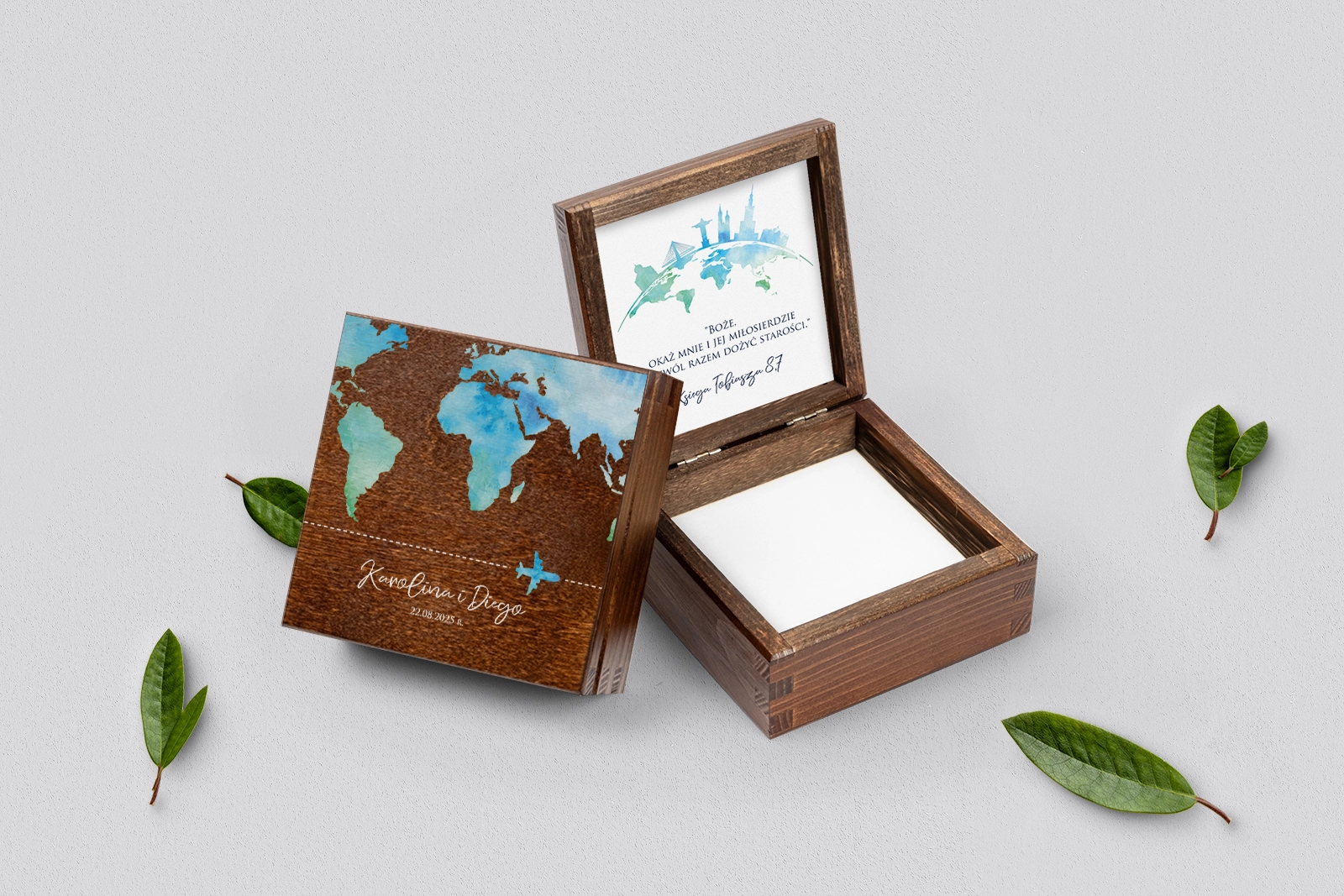 Pudełko na obrączki brązowe - Mapa - Motyw 1