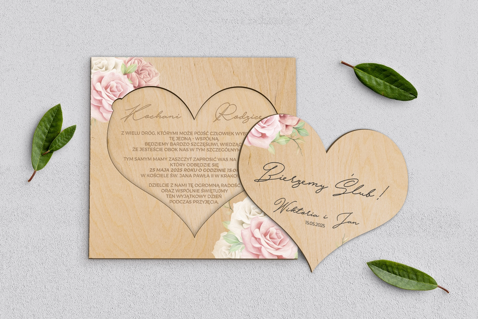 Drewniane Zaproszenie dla Rodziców - Lili Motyw 3