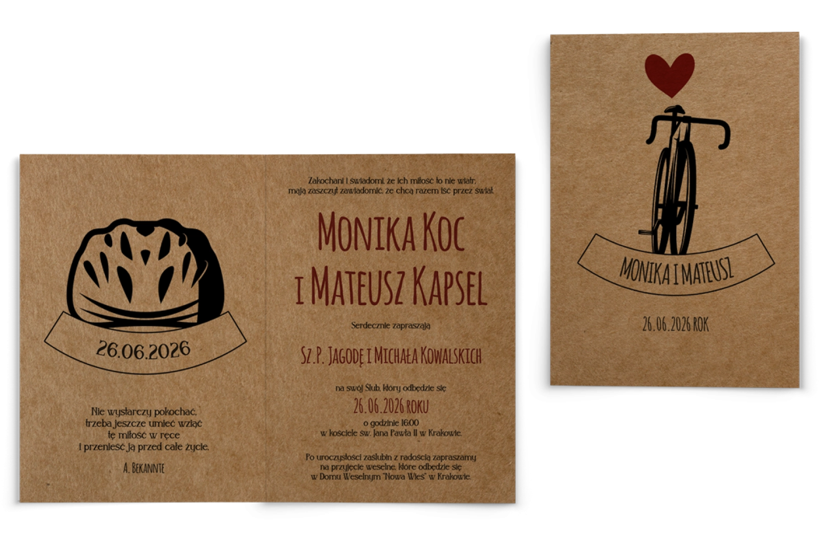 Zaproszenia ślubne Trip - Składane motyw 4