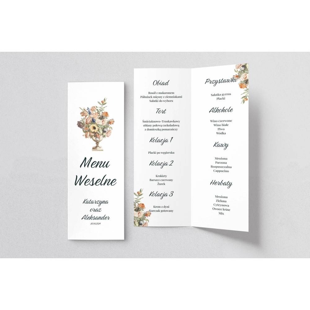 Menu Weselne Rustic Summer - Motyw 2
