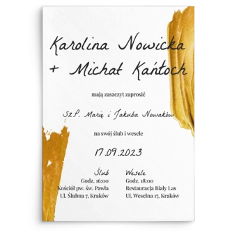 Zaproszenia ślubne Golden Brush - motyw 2