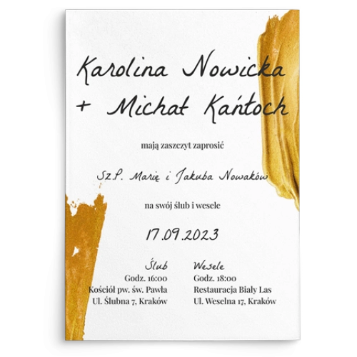 Zaproszenia ślubne Golden Brush - motyw 2