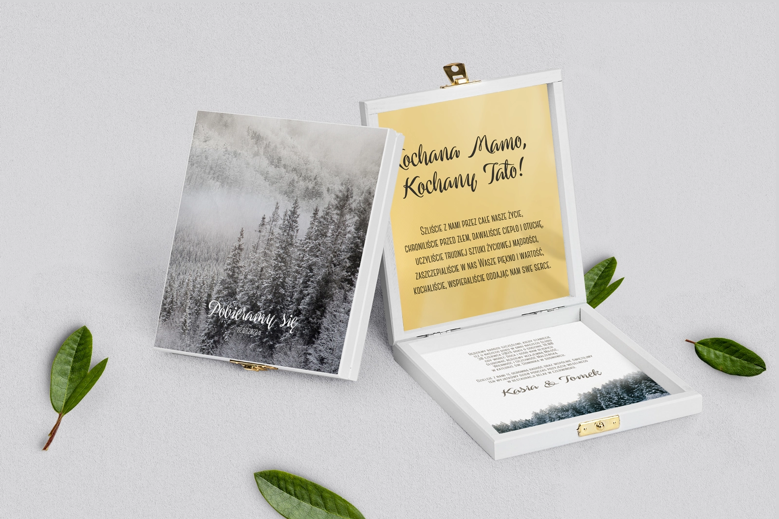 Zaproszenie dla Rodziców - białe Forest - Motyw 4