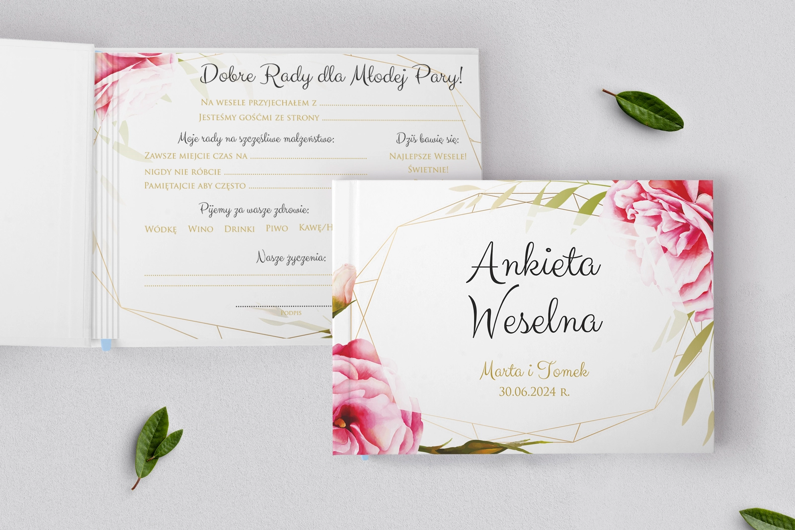 Ankieta Weselna - Flowers & Frame Motyw 5
