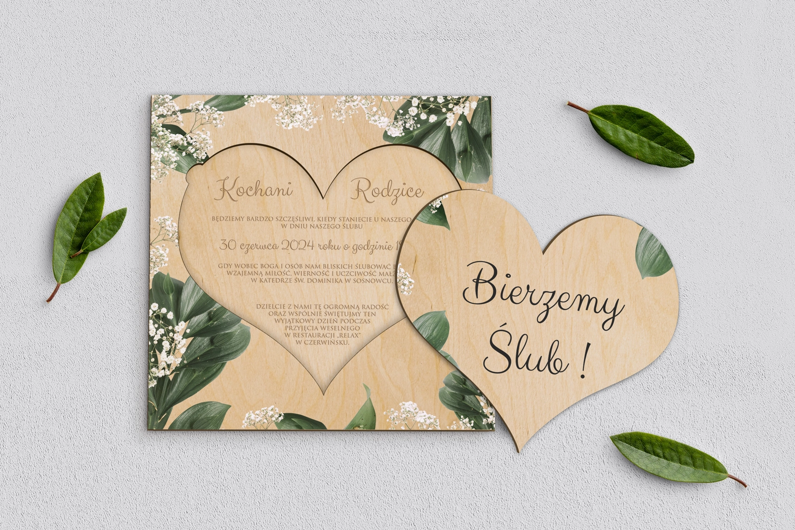 Drewniane Zaproszenie dla Rodziców - Soft Motyw 1