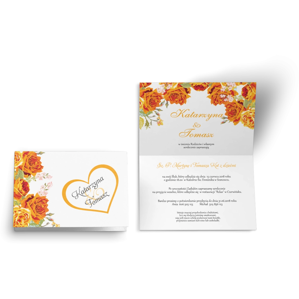 Zaproszenie ślubne Serca Kwiat - Motyw 4