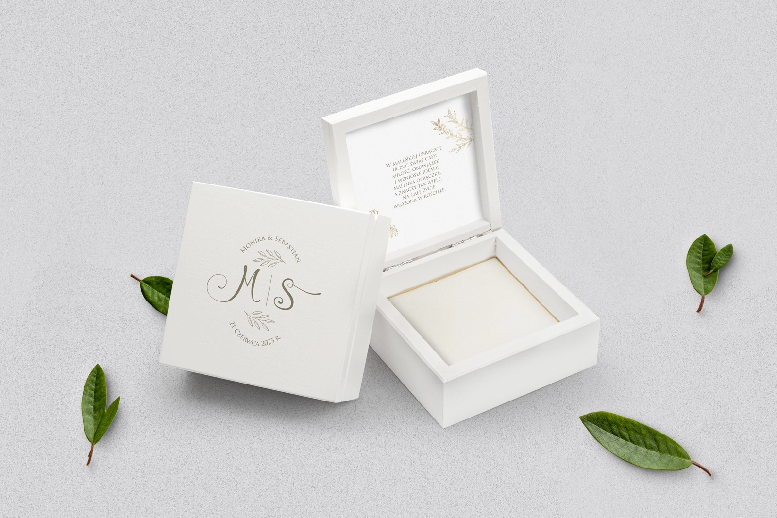 Pudełko na obrączki białe - Fiori Motyw 1