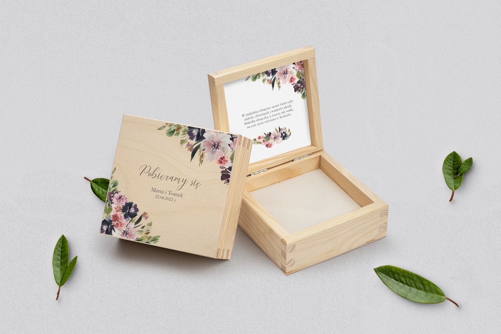 Pudełko na obrączki naturalne - PasteLove Motyw 4