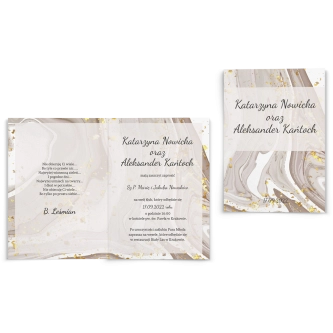 Zaproszenia ślubne Golden Brown - Składane motyw 1