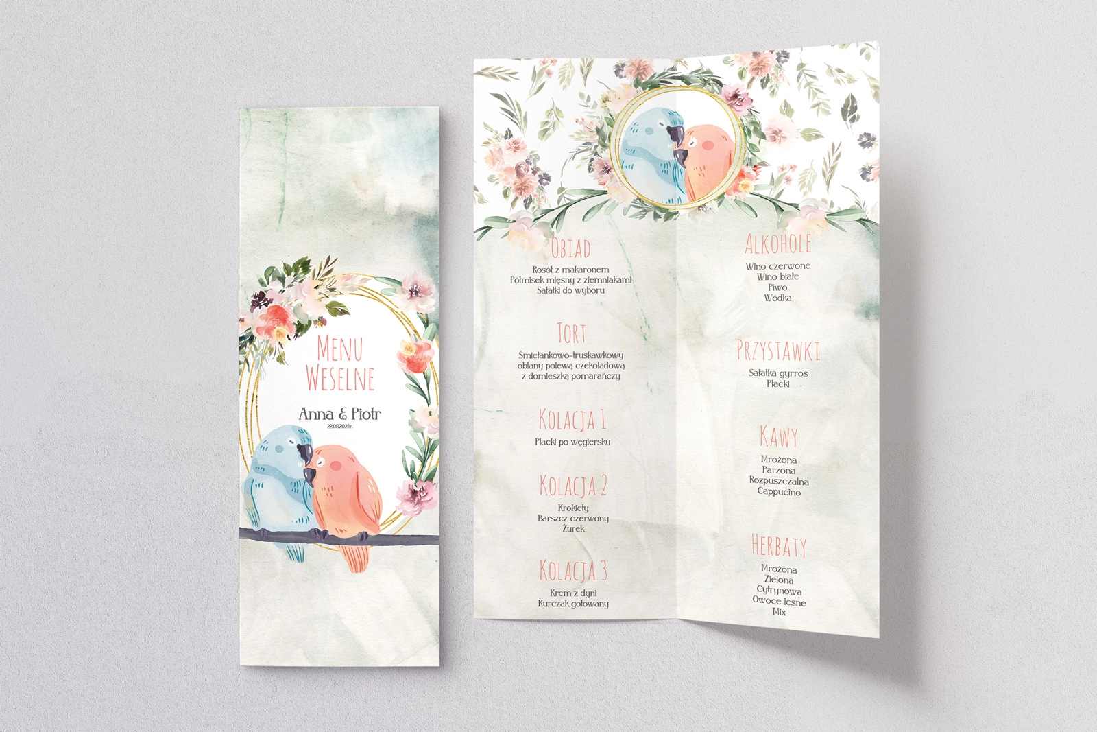 Menu Weselne Animals - Motyw 3