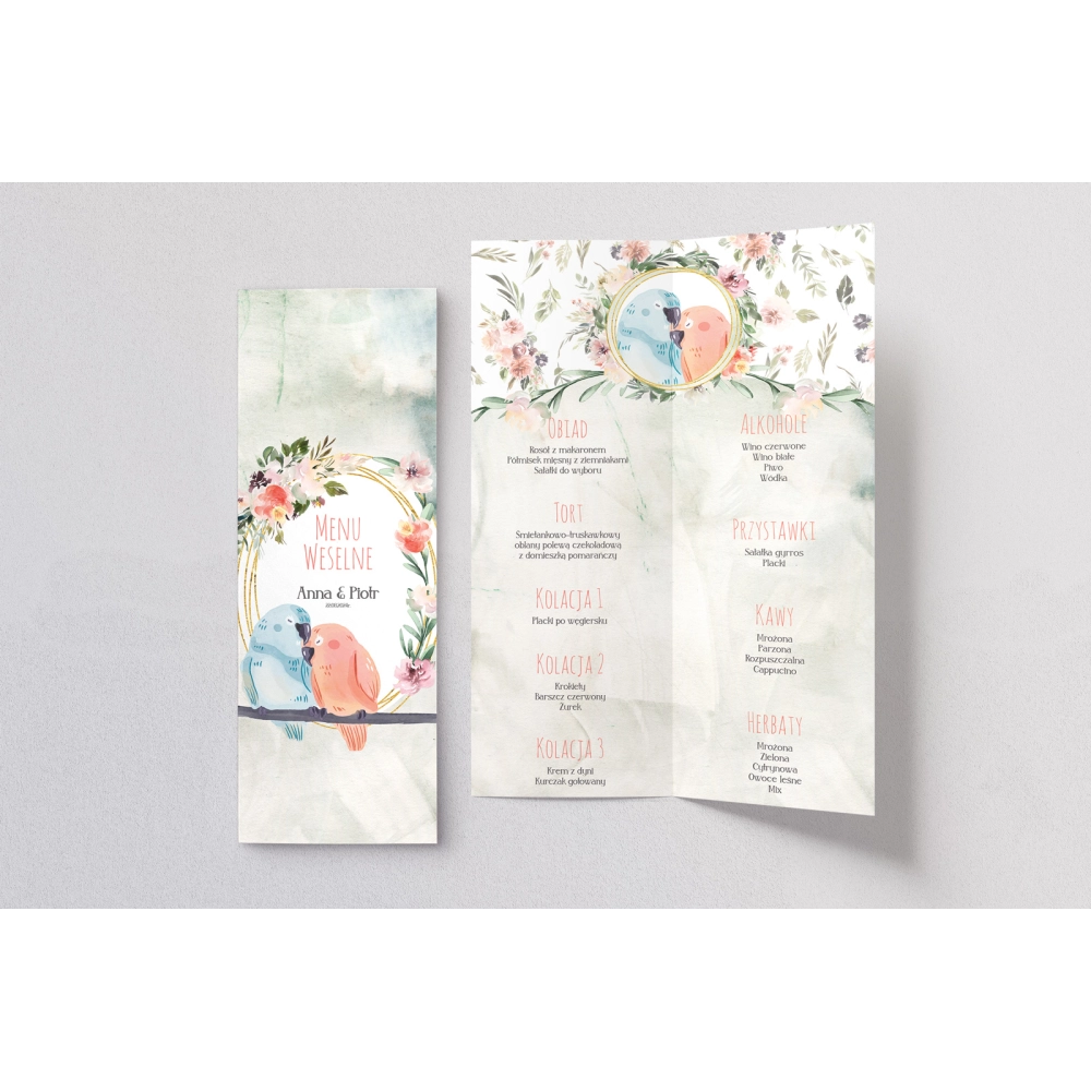 Menu Weselne Animals - Motyw 3