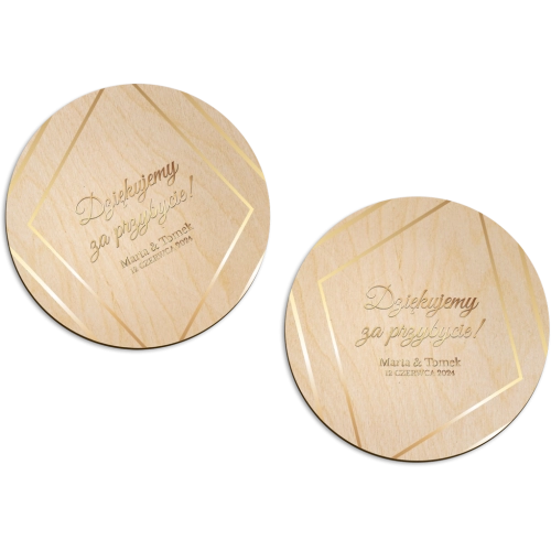 Magnes Okrągły - Marmur & Złoto - Motyw 1