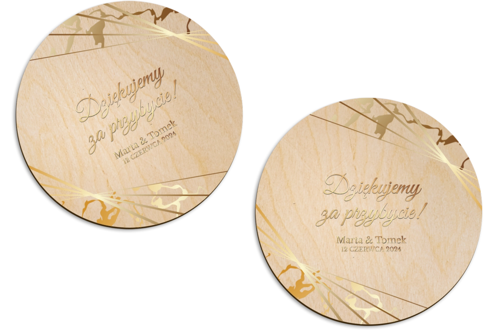 Magnes Okrągły - Marmur & Złoto - Motyw 4