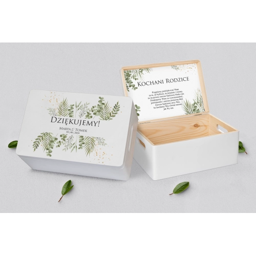 Skrzyneczka dla Rodziców - biała Leaves Motyw 2