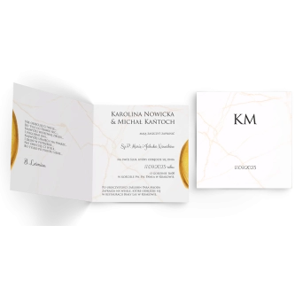 Zaproszenia ślubne Marble - Składane Kwadrat Motyw 2