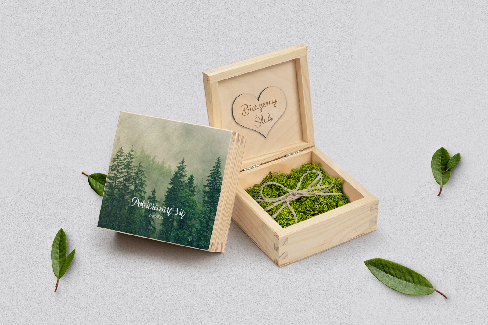 Pudełko na obrączki naturalne - Forest - Motyw 1