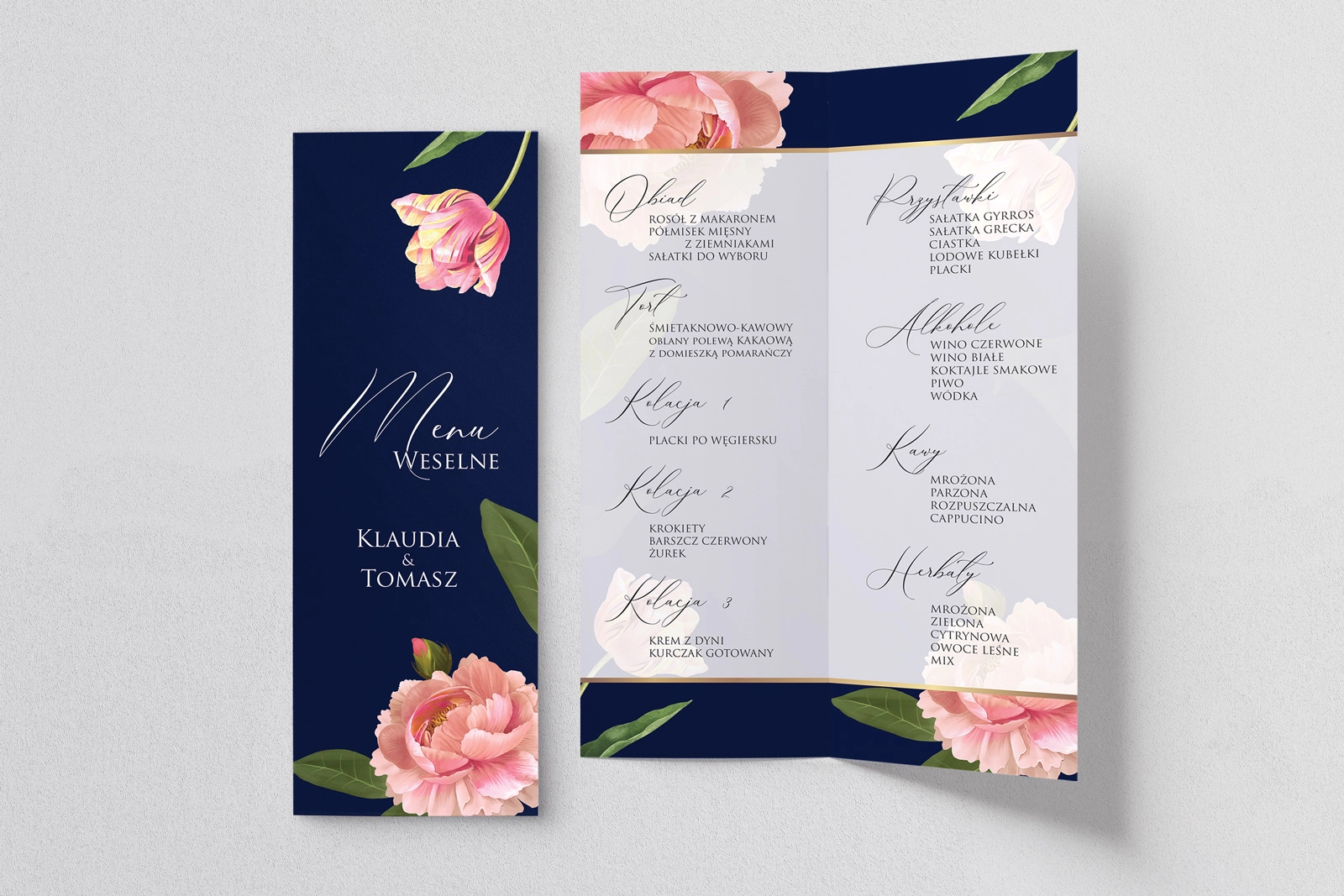 Menu Weselne Loveletter - Motyw 6