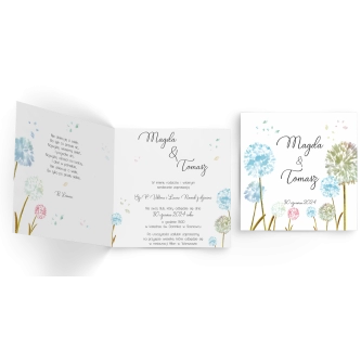 Zaproszenia ślubne Biały Czas - Składane Kwadrat Motyw 4