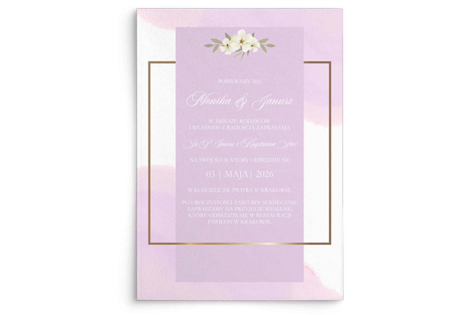 Zaproszenia ślubne Golden Square - Motyw 2