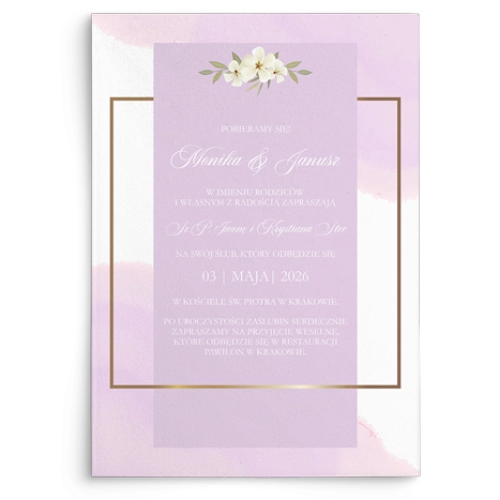 Zaproszenia ślubne Golden Square - Motyw 2