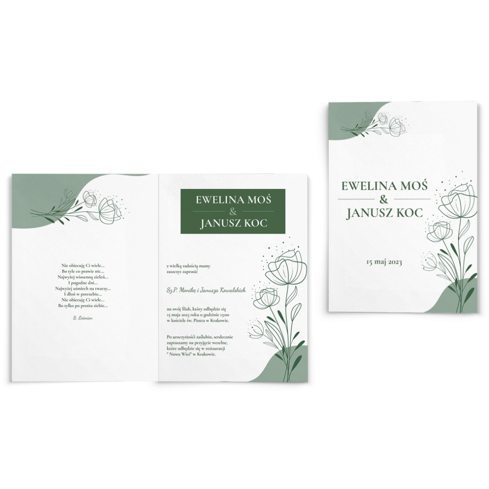 Zaproszenia ślubne Flores de campo - Składane Motyw 2