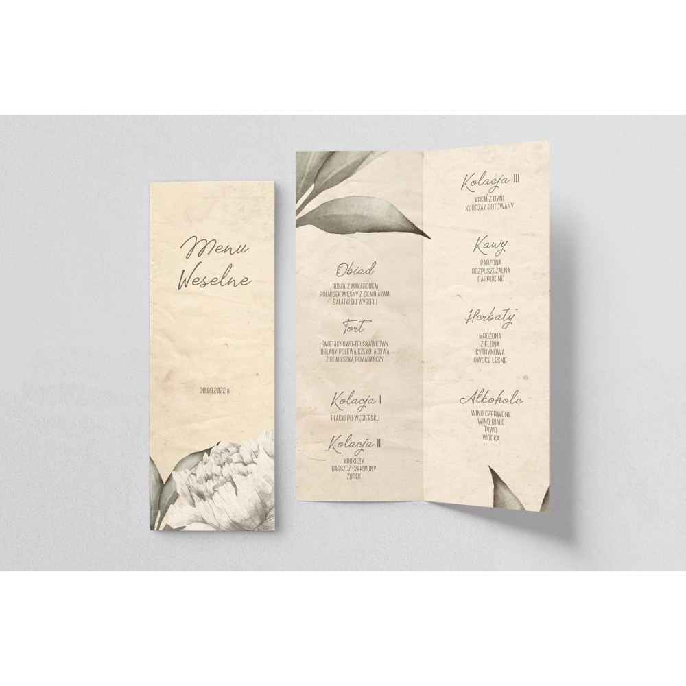 Menu Weselne Old Fashion - Motyw 1