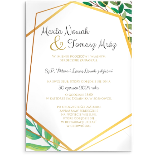 Zaproszenia ślubne Flowers & Frame - Akrylowe Motyw 2