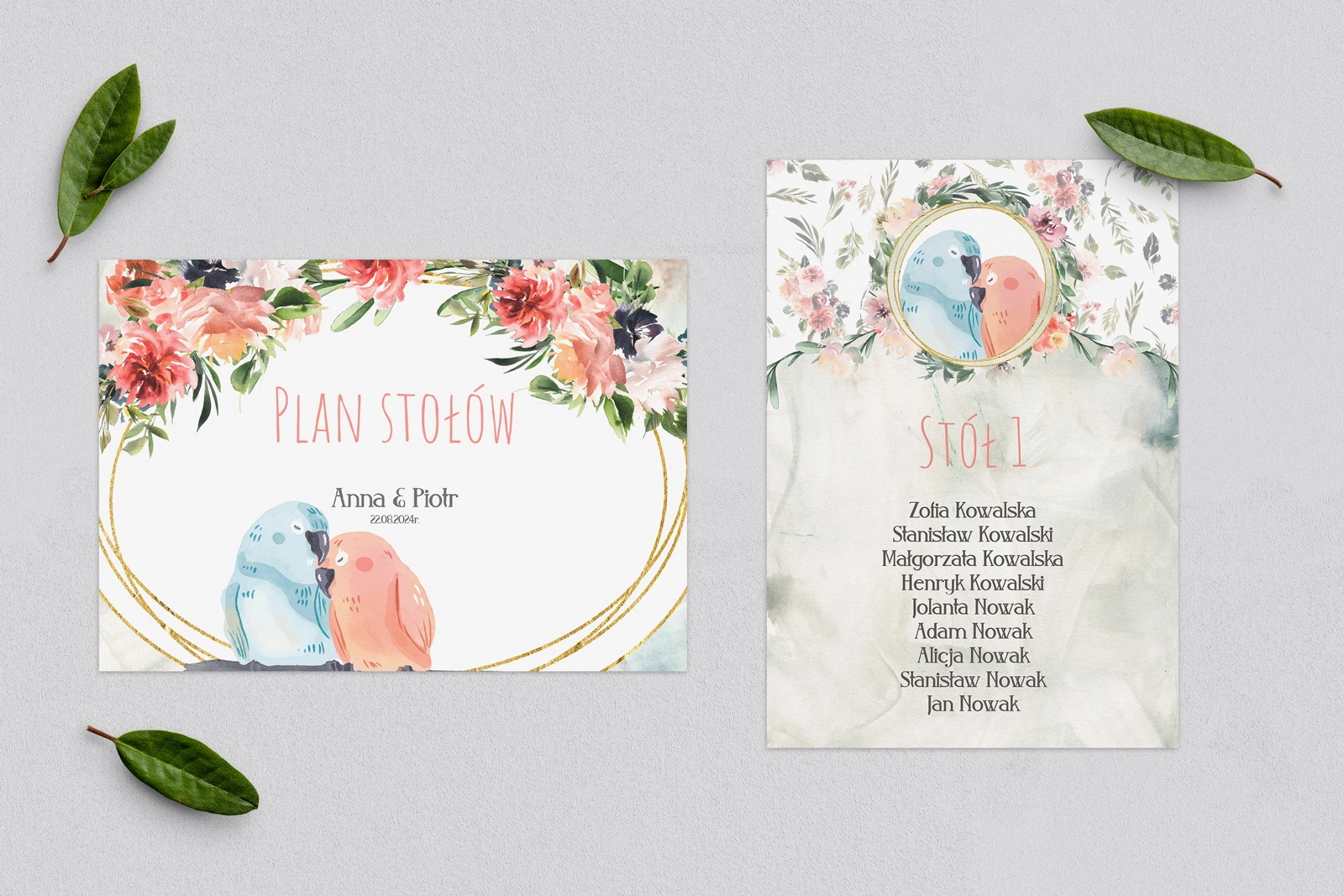 Plan Stołów - Karteczka Animals - Motyw 3