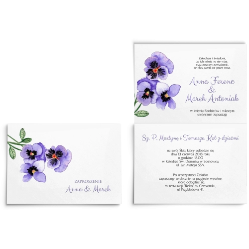 Zaproszenia ślubne Sweet Love - Składane Motyw 3