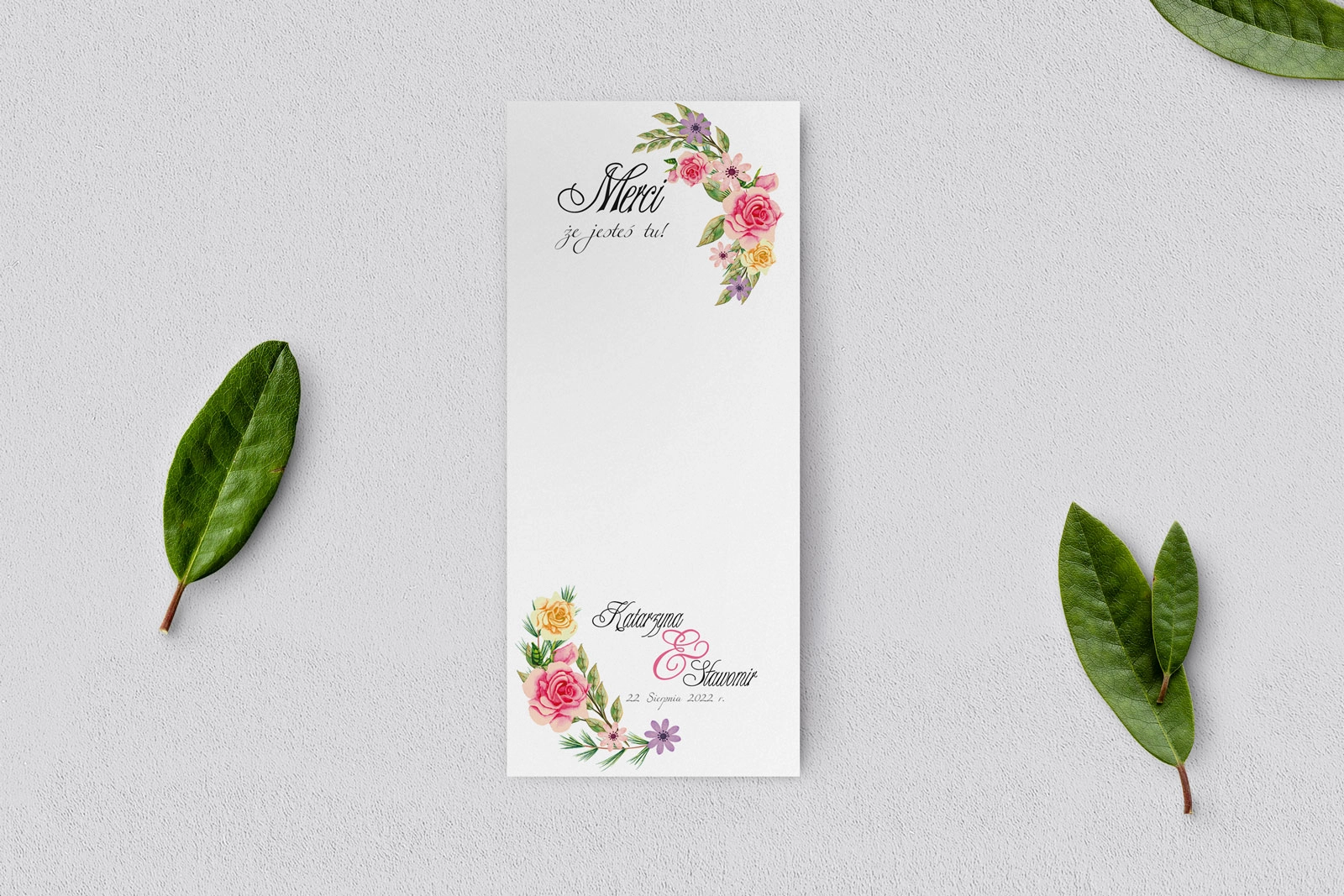 Podziękowanie Merci - Karteczka Wianki - Motyw 5