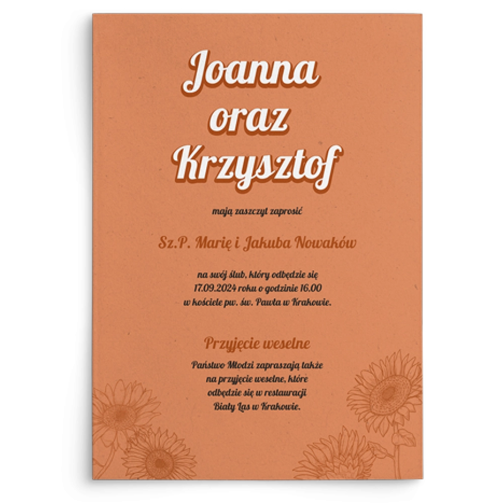 Zaproszenia ślubne Sunflowers - Motyw 2