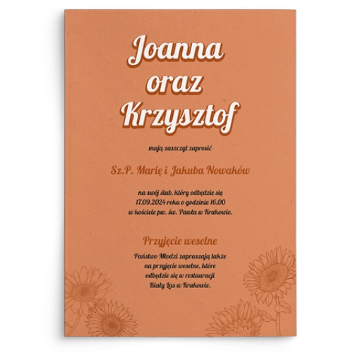 Zaproszenia ślubne Sunflowers - Motyw 2