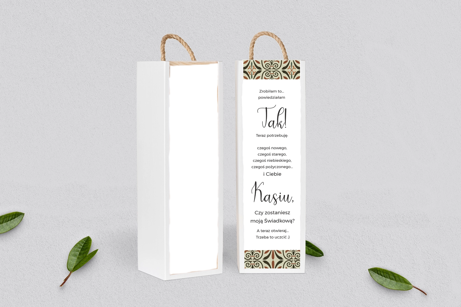 Prośba o Świadkowanie - SNW Akryl biała Vintage Motyw 3