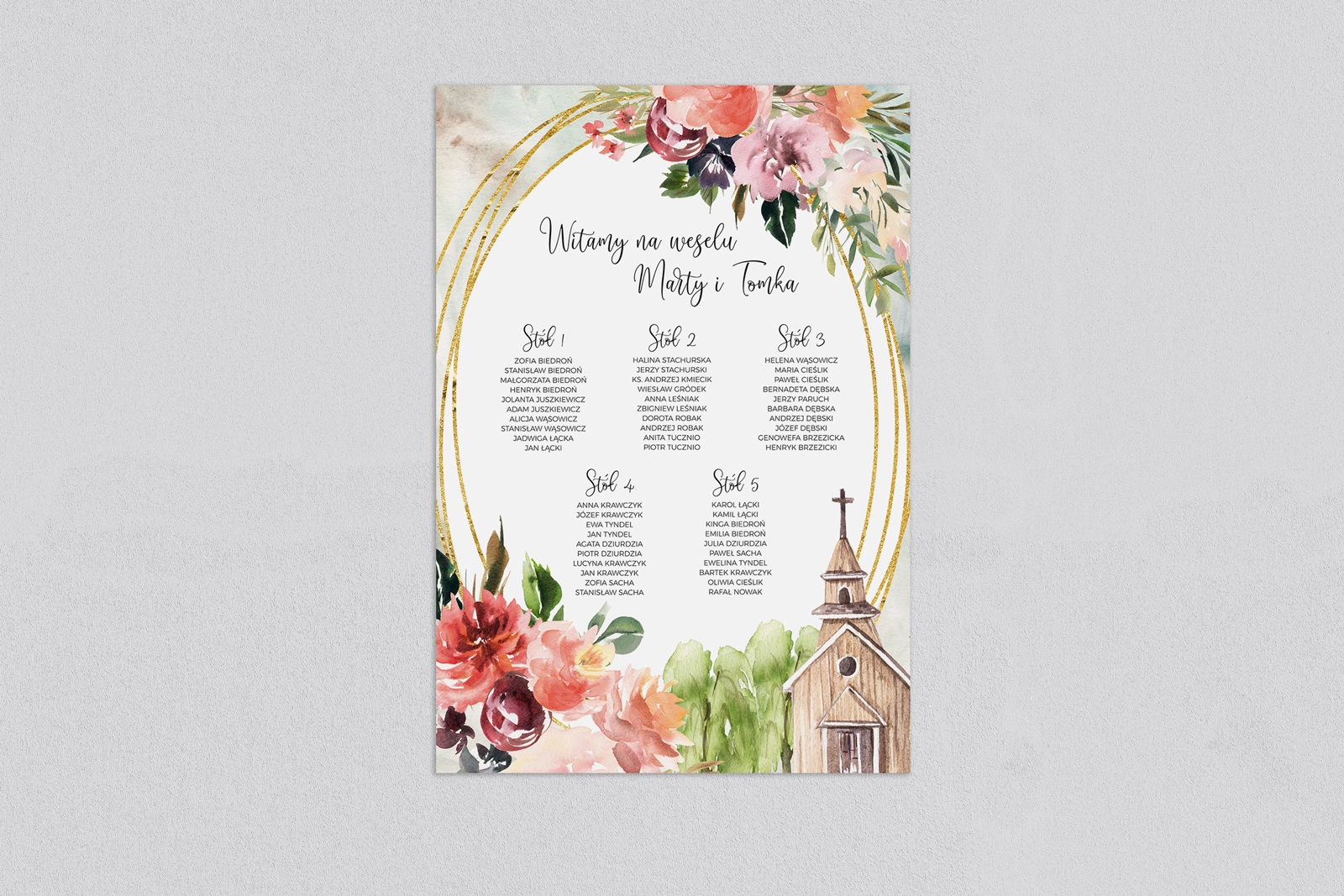 Plan stołów weselnych Spring Love Motyw 1