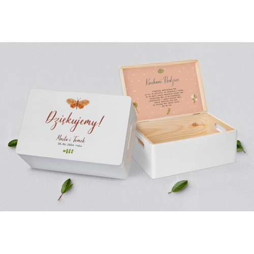 Skrzyneczka dla Rodziców - biała Butterflies - Motyw 4