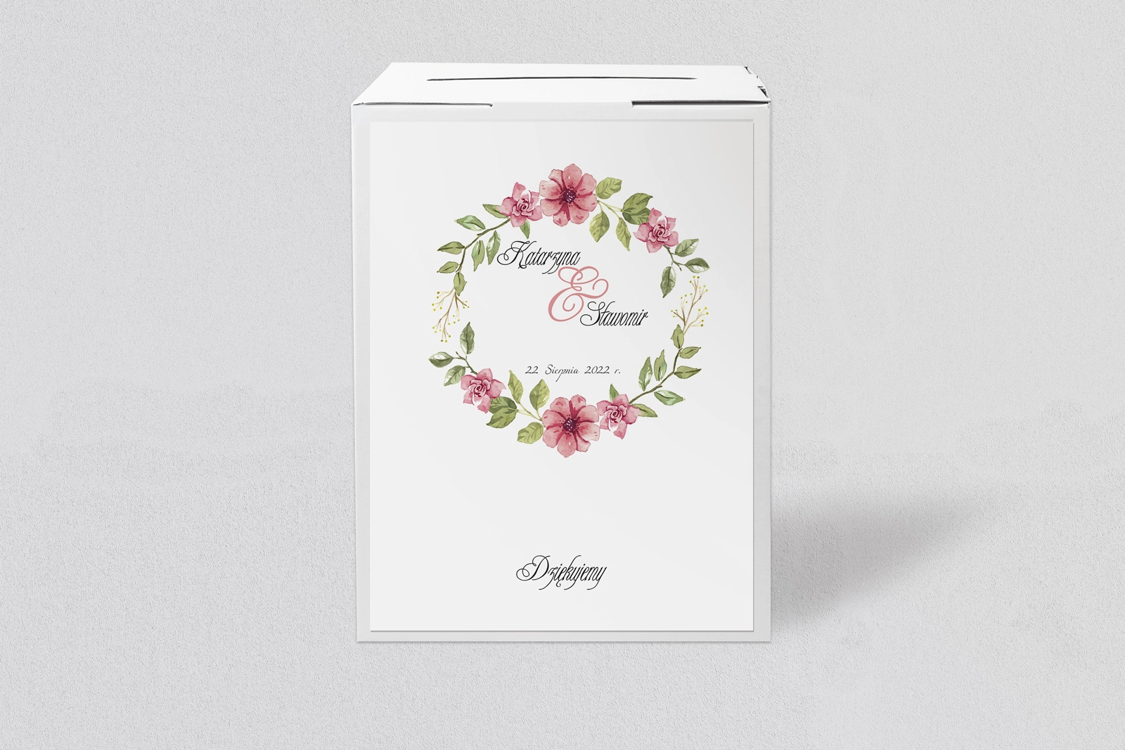 Pudełko na koperty i pieniądze Akwarelowe Wianki Motyw 6