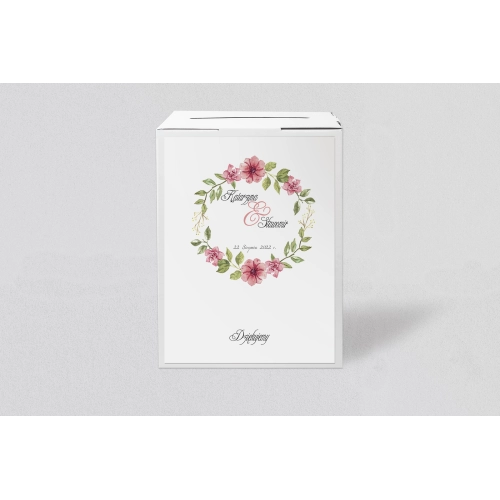 Pudełko na koperty i pieniądze Akwarelowe Wianki Motyw 6