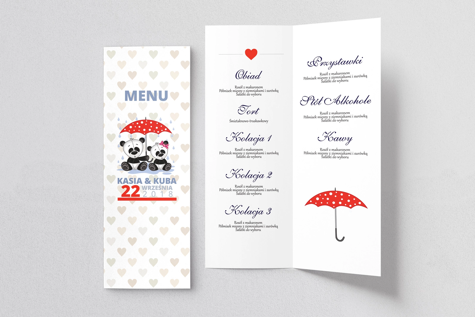 Menu Weselne Uroczy Deszcz Motyw 8