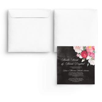 Zaproszenia ślubne Black Flowers - Kwadrat Motyw 2