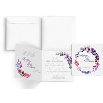 Zaproszenia ślubne Akwarelowe Wianki - Motyw 7