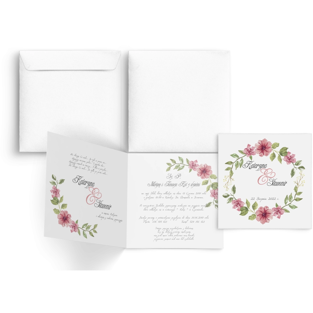 Zaproszenia ślubne Akwarelowe Wianki - Motyw 6