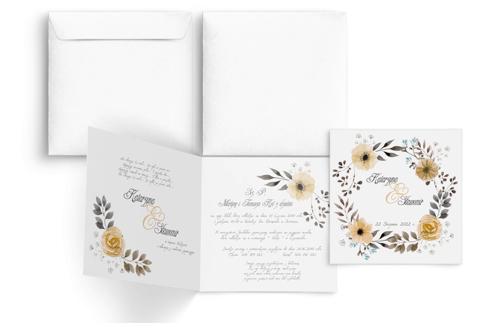 Zaproszenia ślubne Akwarelowe Wianki - Motyw 4