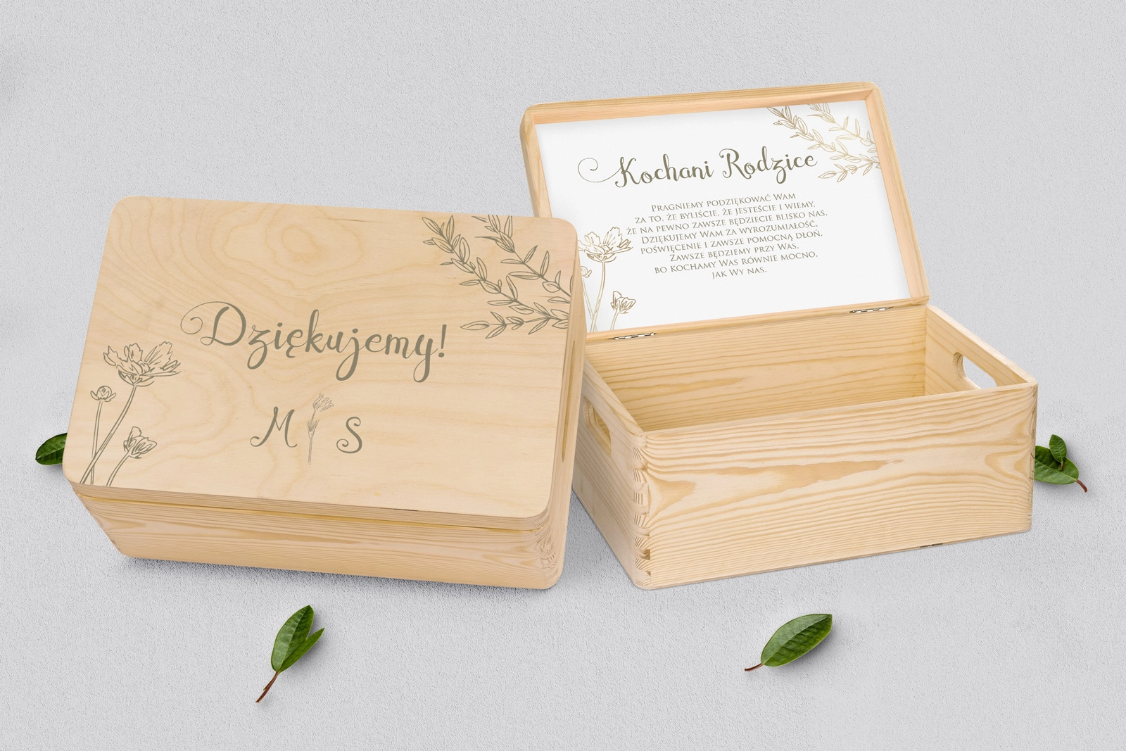 Skrzyneczka dla Rodziców - naturalna Fiori Motyw 4